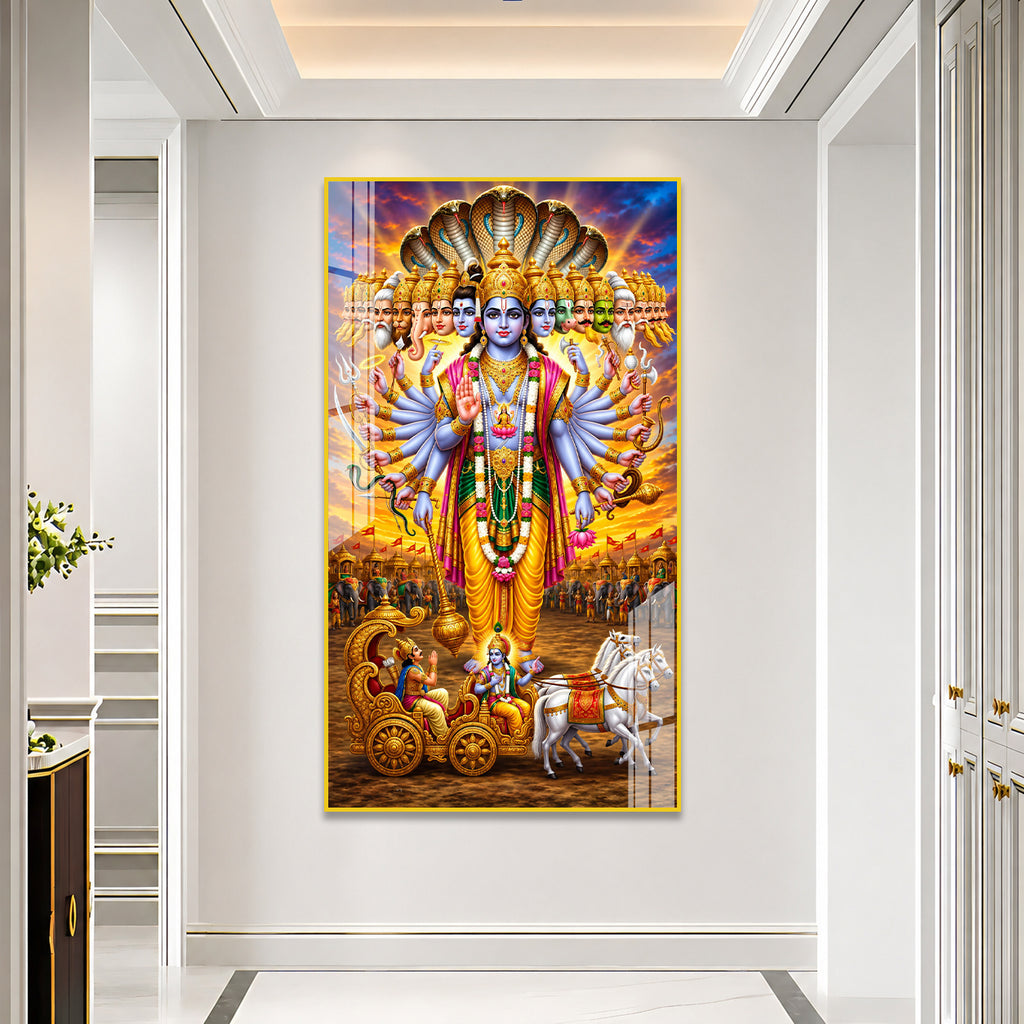 Indian Hindu Gods Vishwaroop Acrylic Wall Art with Krishna and Divine Avatars