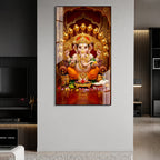 Premium Acrylic Painting of Lord Ganesha with Golden Kalash | Spiritual Wall Artwork