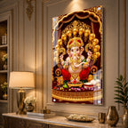 Divine Ganesh Ji Acrylic Glass Wall Art Painting - Traditional Indian Festival Gift & Pooja Room Decor