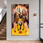 Premanand Ji Maharaj with Radha Krishna Premium Acrylic Wall Painting for home décor