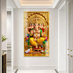 Premium Panchmukhi Ganesh Acrylic Painting with Golden Throne for Hindu Home Temple