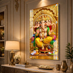 Premium Panchmukhi Ganesh Acrylic Painting with Golden Throne for Hindu Home Temple