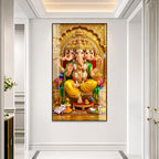 Premium Panchmukhi Ganesh Acrylic Painting with Golden Throne for Hindu Home Temple