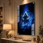 Divine Mahadev Acrylic Wall Painting with Cosmic Blue Background Design