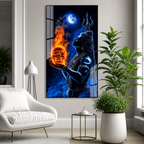 Modern Mahadev Acrylic Wall Painting with Trishul for Spiritual Home Decor