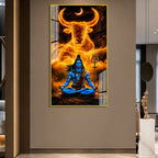 Premium Mahadev Meditation Acrylic Wall Painting with Trident for Religious Home Decor