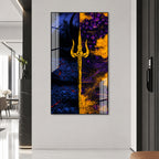 Luxury Lord Shiva Trishul Spiritual Acrylic Glass Painting for Modern Home Decor