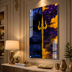 Luxury Lord Shiva Trishul Spiritual Acrylic Glass Painting for Modern Home Decor