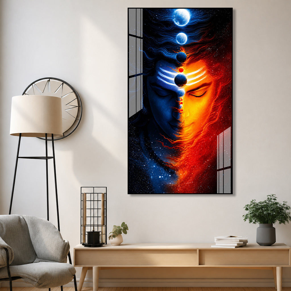 Luxury Lord Shiva Abstract Universe Acrylic Glass Painting for Modern Home Decor