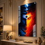 Luxury Lord Shiva Abstract Universe Acrylic Glass Painting for Modern Home Decor