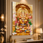 Golden Ganesh Ji Religious Acrylic Wall Art for Home Temple, Office, Hall and Vastu Decor