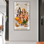 Lord Shiva Family Acrylic Glass Wall Art Featuring Parvati, Ganesha and Kartikeya for Home Temple Decoration