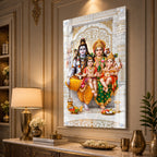 Lord Shiva Family Acrylic Glass Wall Art Featuring Parvati, Ganesha and Kartikeya for Home Temple Decoration