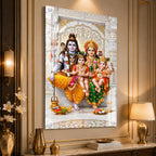 Lord Shiva Family Acrylic Glass Wall Art Featuring Parvati, Ganesha and Kartikeya for Home Temple Decoration