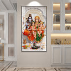 Elegant Lord Shiva Family with Shivling Devotional Acrylic Painting for Hindu Home Temple Decoration