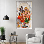 Elegant Lord Shiva Family with Shivling Devotional Acrylic Painting for Hindu Home Temple Decoration