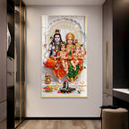 Elegant Lord Shiva Family with Shivling Devotional Acrylic Painting for Hindu Home Temple Decoration