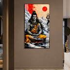 Luxury Lord Shiva Himalayan Meditation Acrylic Painting with Divine Spiritual Artwork