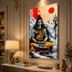 Luxury Lord Shiva Himalayan Meditation Acrylic Painting with Divine Spiritual Artwork