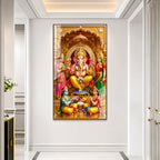 Spiritual Lord Ganesha Family Premium Acrylic Painting for Luxury Religious Wall Decor