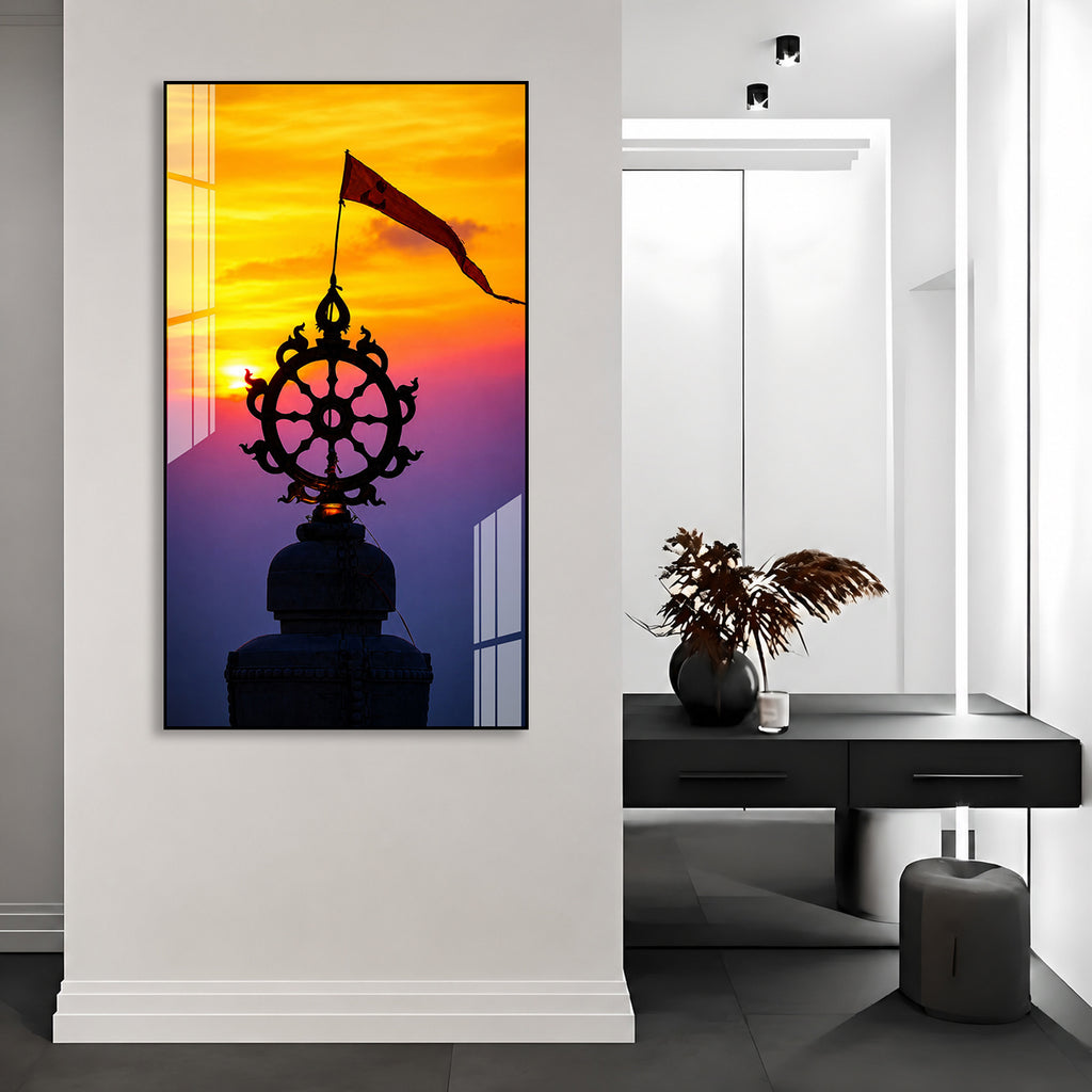 Golden Sunset Neel Chakra Acrylic Wall Painting for Modern Spiritual Interiors
