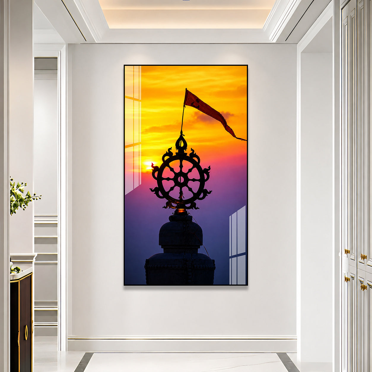 Golden Sunset Neel Chakra Acrylic Wall Painting for Modern Spiritual Interiors