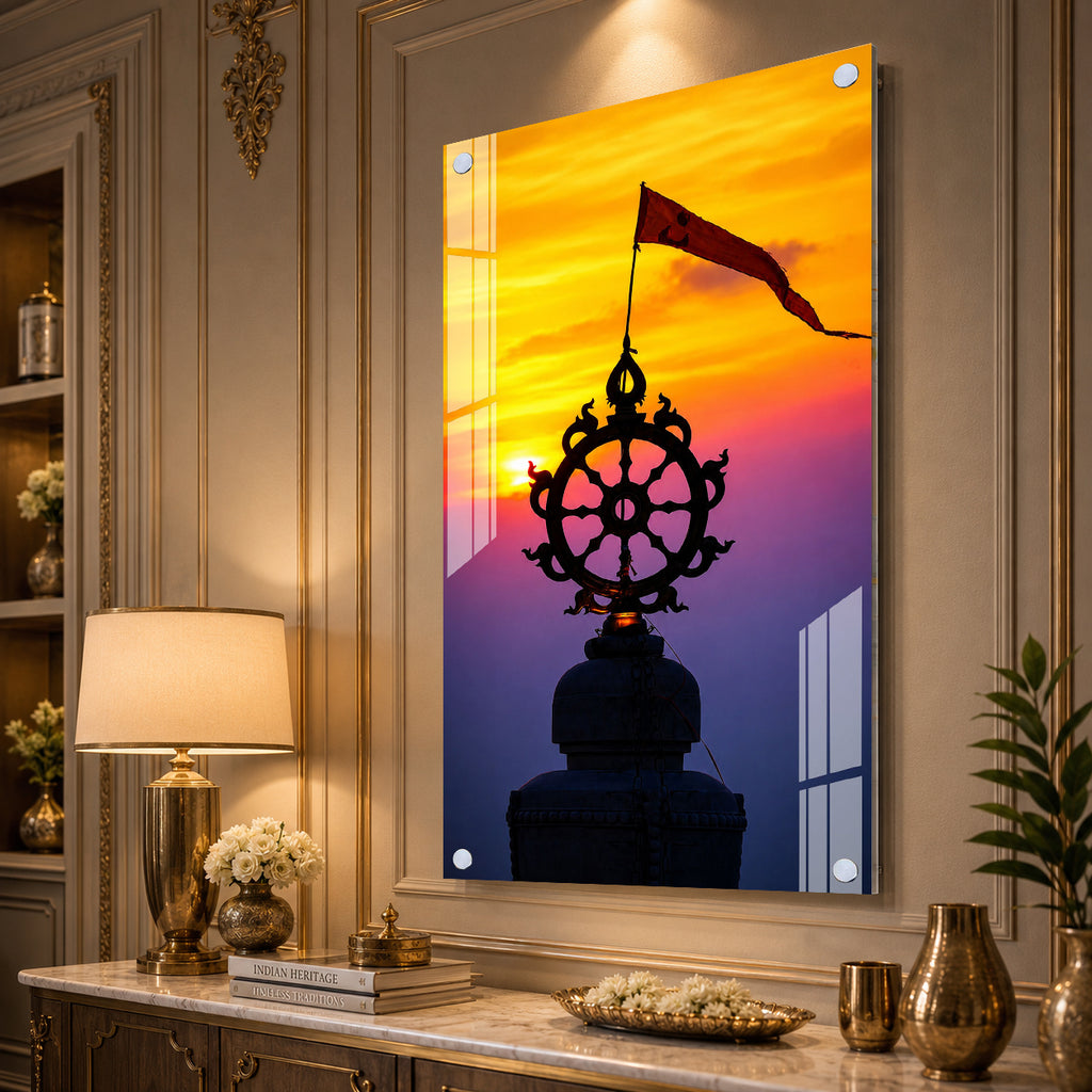 Golden Sunset Neel Chakra Acrylic Wall Painting for Modern Spiritual Interiors