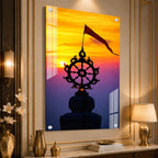 Golden Sunset Neel Chakra Acrylic Wall Painting for Modern Spiritual Interiors
