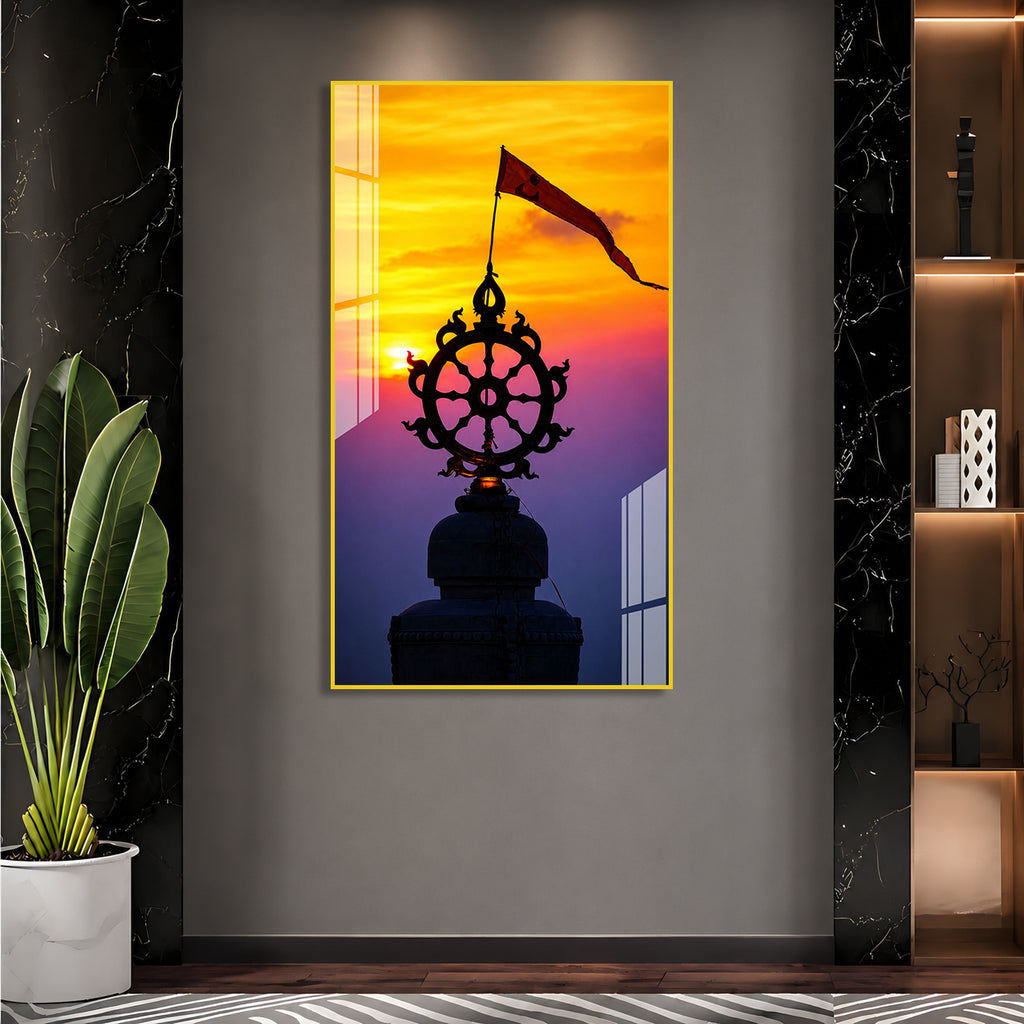 Golden Sunset Neel Chakra Acrylic Wall Painting for Modern Spiritual Interiors