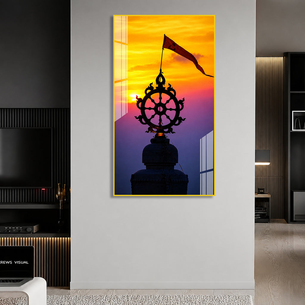 Golden Sunset Neel Chakra Acrylic Wall Painting for Modern Spiritual Interiors
