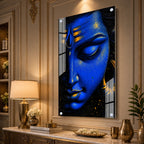 Elegant Lord Shiva Close Up Portrait Acrylic Painting for Meditation and Yoga Space