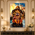 Divine Lord Jagannath Acrylic Painting with Sheshnag and Temple Background Wall Frame