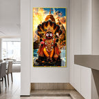 Divine Lord Jagannath Acrylic Painting with Sheshnag and Temple Background Wall Frame