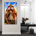 Divine Jagannath Swamy Acrylic Wall Decor with Sacred Puri Temple Background