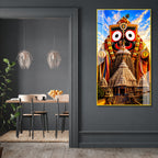 Divine Jagannath Swamy Acrylic Wall Decor with Sacred Puri Temple Background