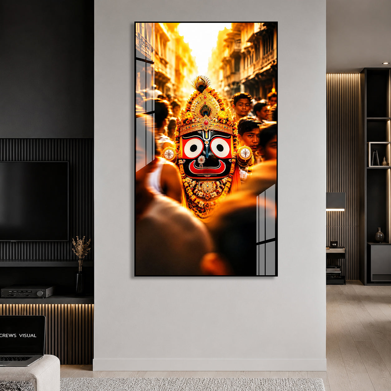 Shree Jagannath Devotional Acrylic Wall Art Painting for Home Mandir Religious Interior Decoration