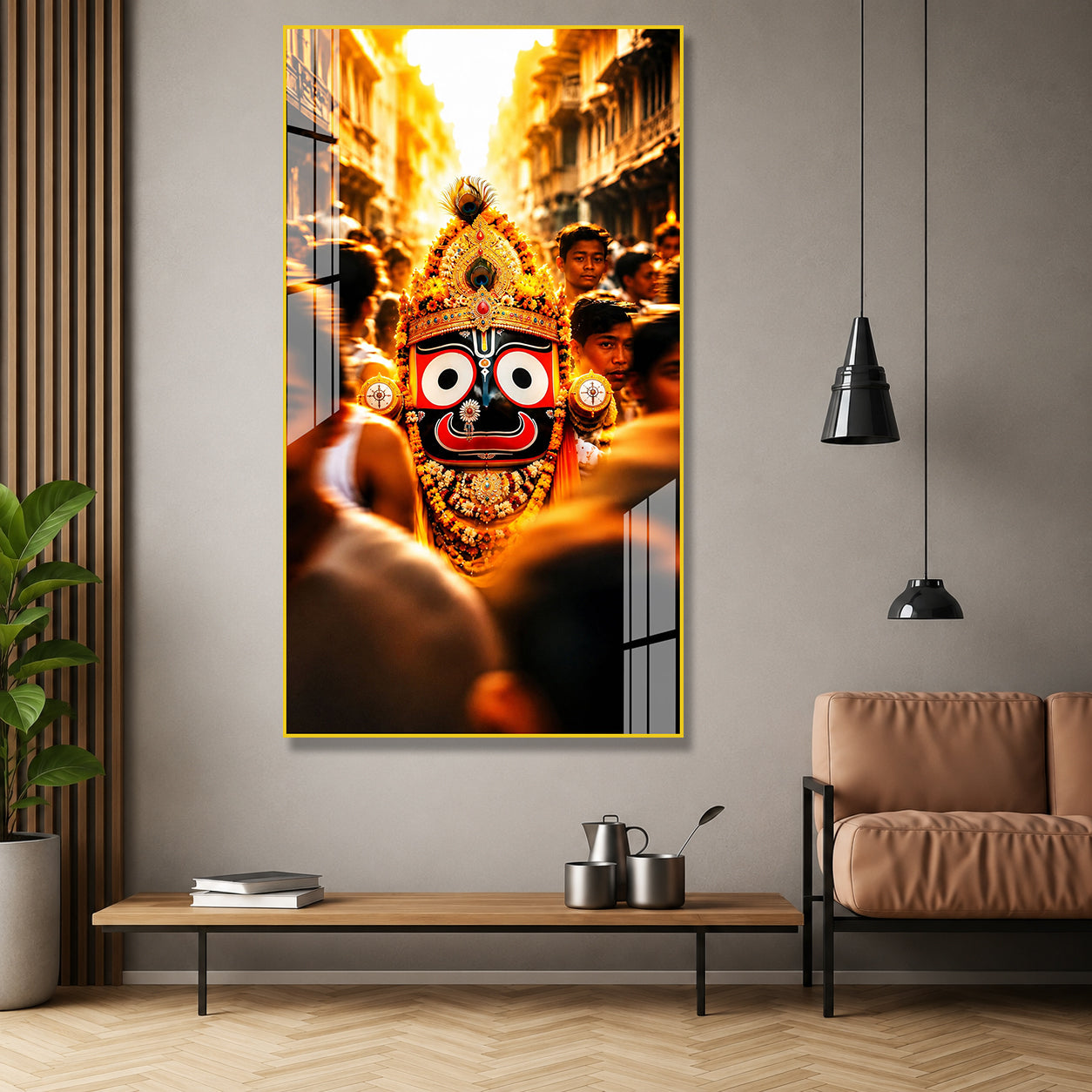Shree Jagannath Devotional Acrylic Wall Art Painting for Home Mandir Religious Interior Decoration