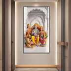 Lord Ram Darbar with Sita Lakshman Hanuman Premium Acrylic Painting Spiritual Wall Decor for Living Room