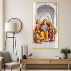 Lord Ram Darbar with Sita Lakshman Hanuman Premium Acrylic Painting Spiritual Wall Decor for Living Room