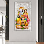 Ram Darbar with Hanuman Premium Acrylic Glass Painting Religious Wall Decor for Home Temple