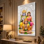 Ram Darbar with Hanuman Premium Acrylic Glass Painting Religious Wall Decor for Home Temple