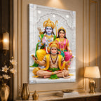 Ram Darbar with Hanuman Premium Acrylic Glass Painting Religious Wall Decor for Home Temple