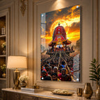 Jagannath Puri Rath Yatra Festival Acrylic Painting Religious Wall Art for Home & Office