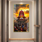 Jagannath Puri Rath Yatra Festival Acrylic Painting Religious Wall Art for Home & Office