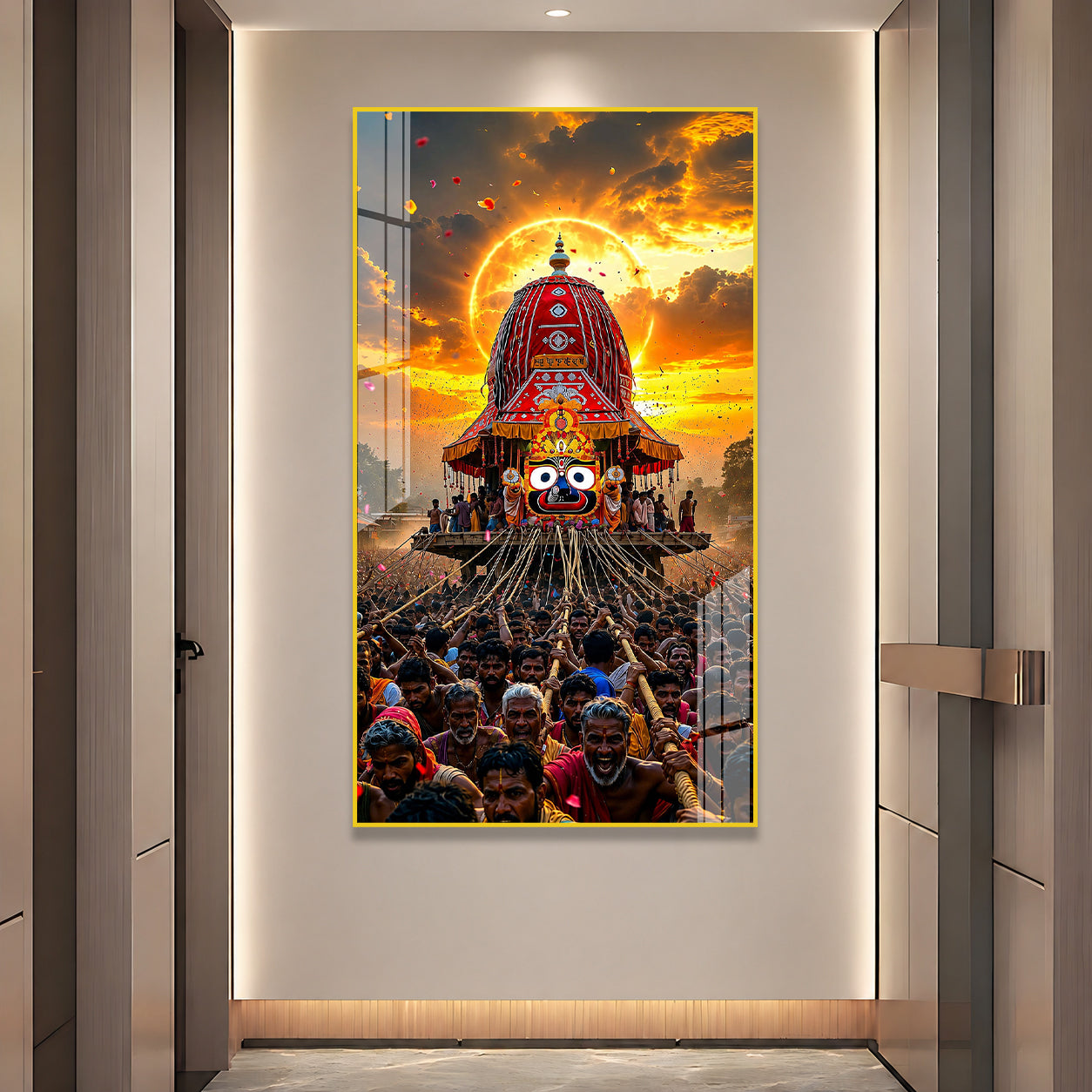 Jagannath Puri Rath Yatra Festival Acrylic Painting Religious Wall Art for Home & Office