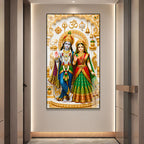 Luxury Lord Rama and Mata Sita Acrylic Wall Painting for Devotional Interior and Spiritual Home Decor
