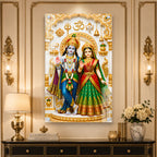 Luxury Lord Rama and Mata Sita Acrylic Wall Painting for Devotional Interior and Spiritual Home Decor