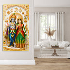 Luxury Lord Rama and Mata Sita Acrylic Wall Painting for Devotional Interior and Spiritual Home Decor