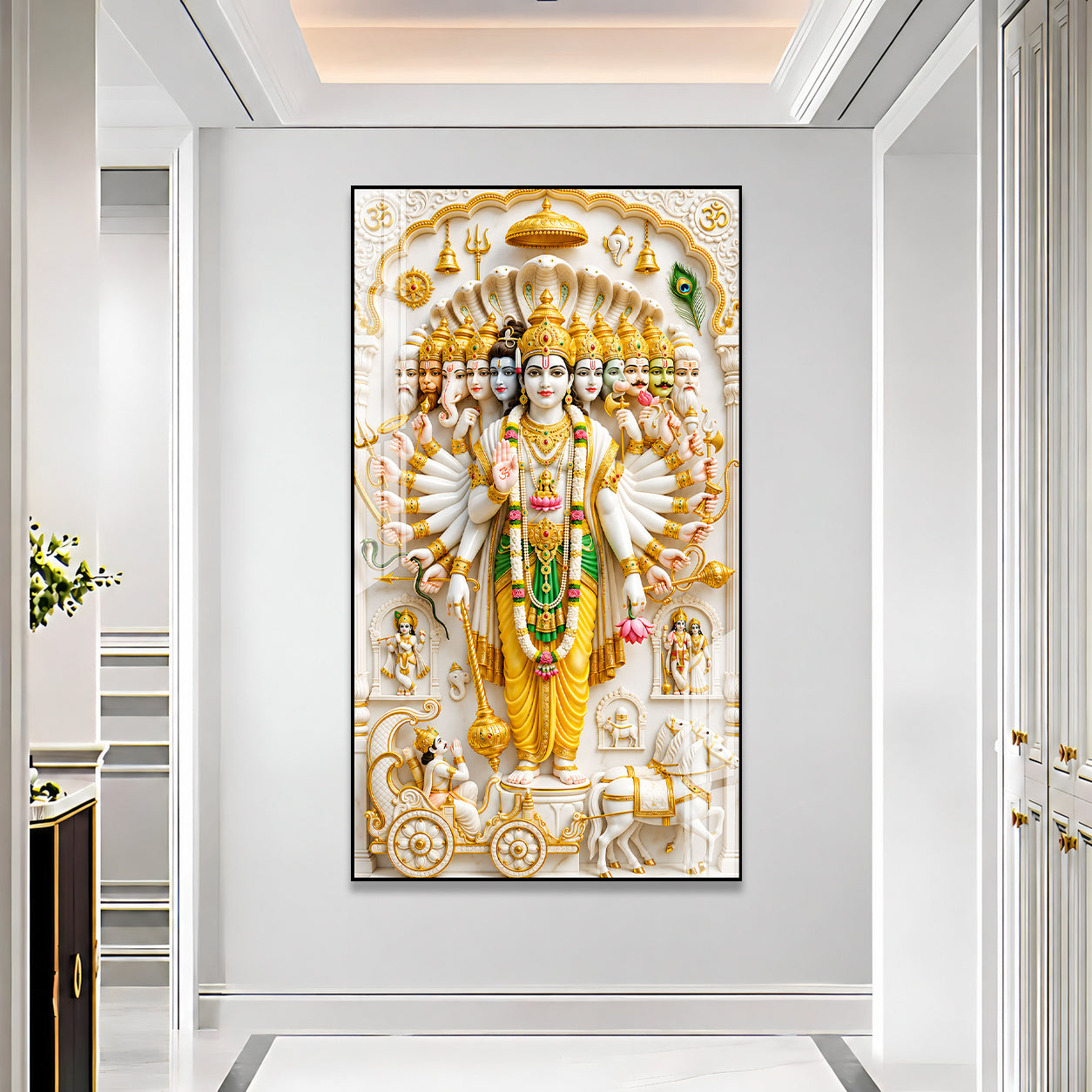 Lord Vishnu Dashavatara Divine Hindu God Acrylic Painting with Sacred Spiritual Wall Art