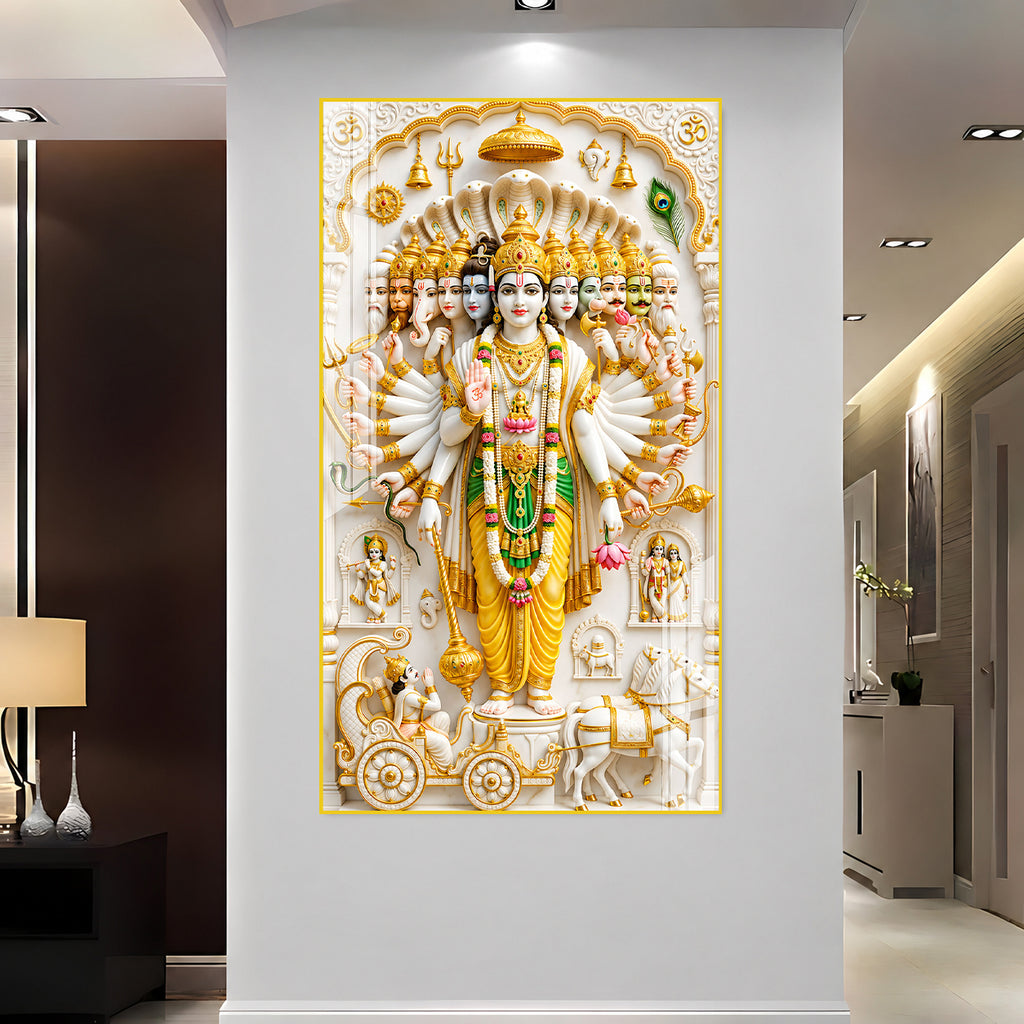 Lord Vishnu Dashavatara Divine Hindu God Acrylic Painting with Sacred Spiritual Wall Art